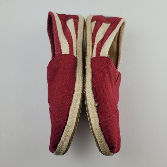 Toms Classic University Red Stripe Canvas Espadrille Slip On Flats 6 - Picture 4 of 9